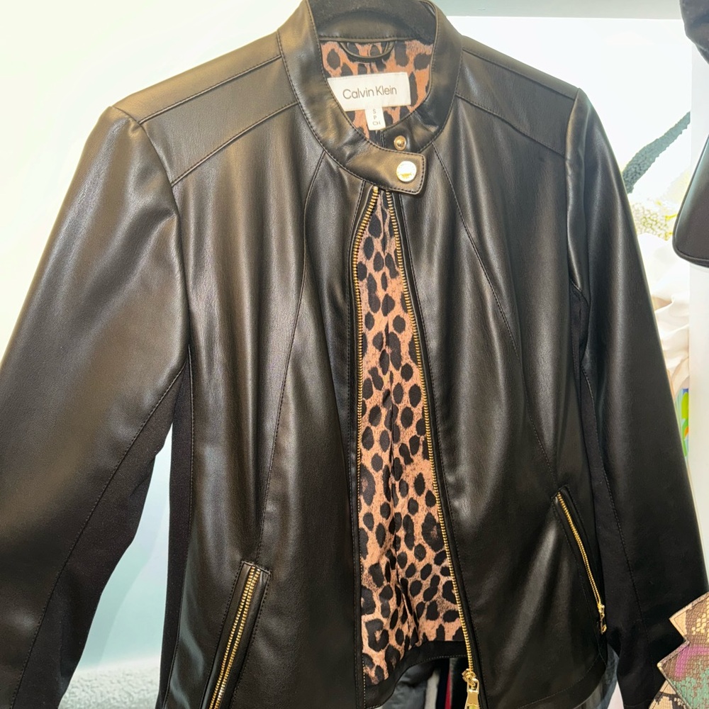 Calvin Klein black leather jacket